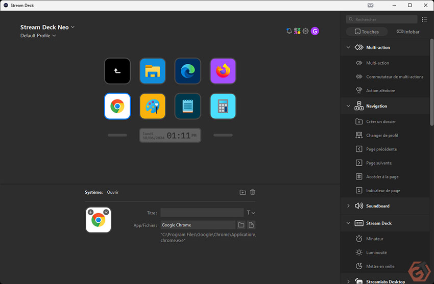 Raccourcis avec Stream Deck Neo