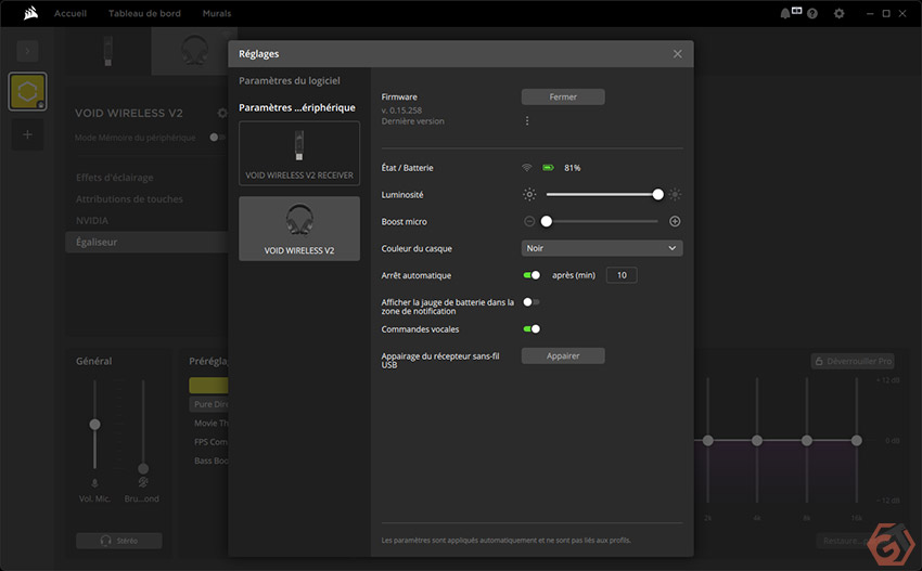 Réglage Corsair iCUE