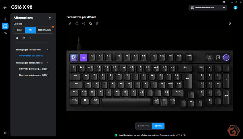 3 couches de mapping disponibles depuis le logiciel