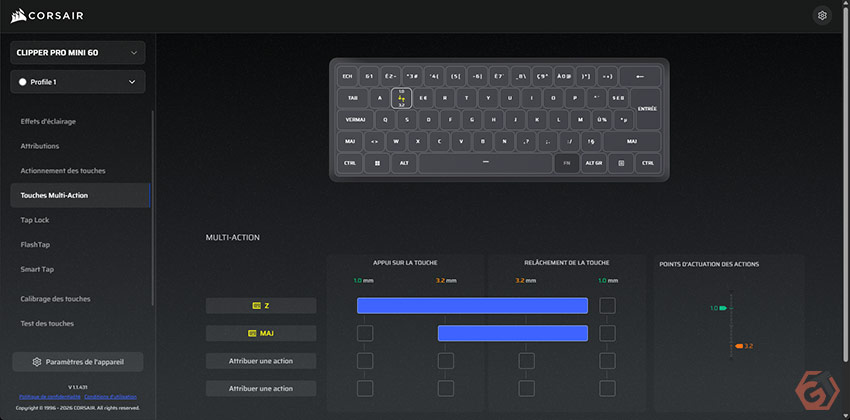 Touches Multi-Actions sur clavier analogique Hall-Effect
