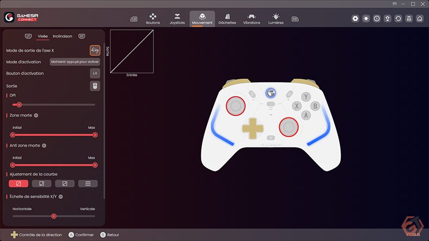 Réglage des options du gyroscope de la GameSir Cyclone 2