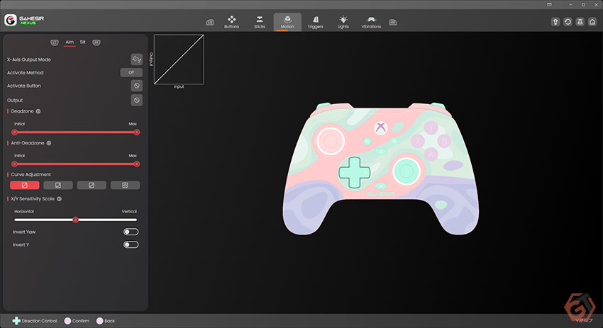 Ajustement des options gyro sur manette