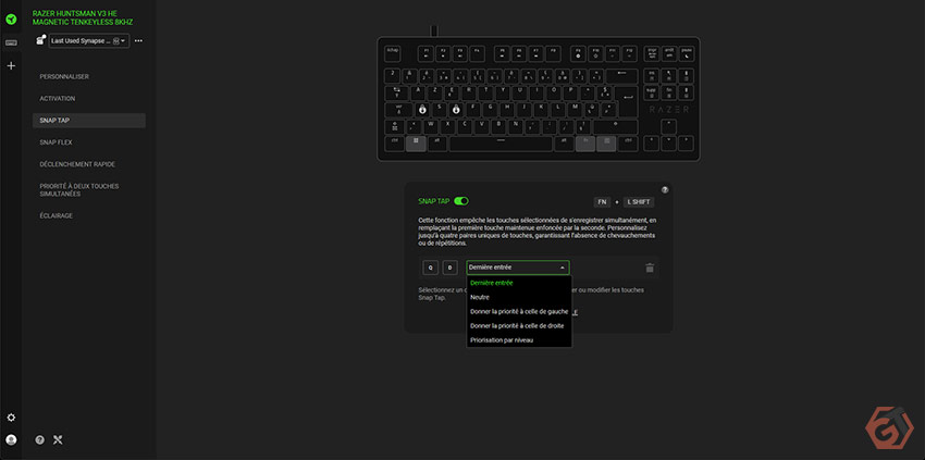 Fonctionnalité Razer SnapTap